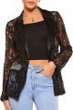 Women's Floral Lace Mesh One Button Lapel Neck Long Sleeve