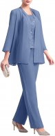 Women's Chiffon 3 Pcs Pants Suits Lace Mother of Bride Dress Sets Wedding Guest Formal Evening