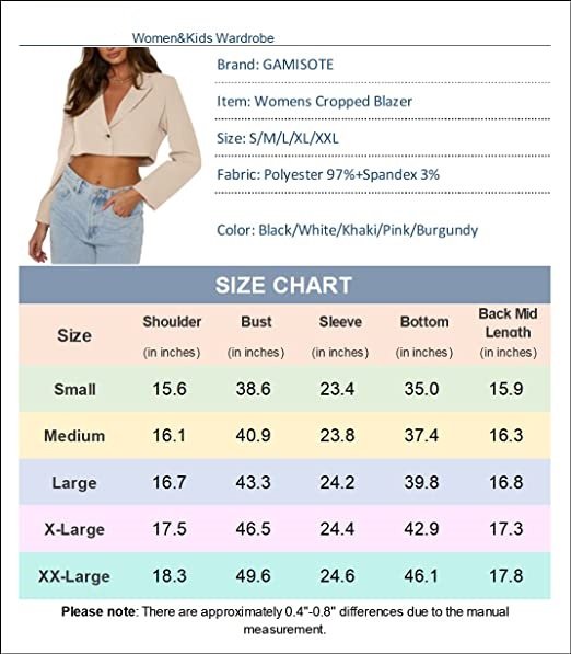 Womens Blazer Oversized Cropped Button Down Long Sleeve Fashion Lightweight Jackets